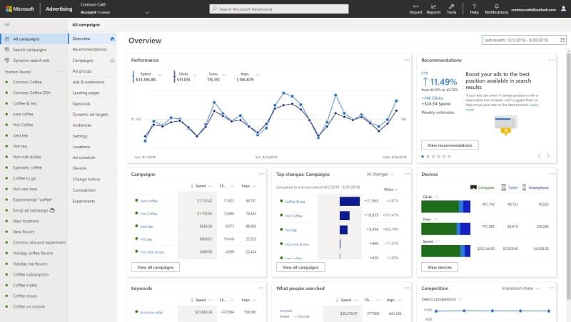 Microsoft Advertising Redesign Interface
